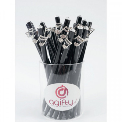 Kugelschreiber mit Note silber/Kristall