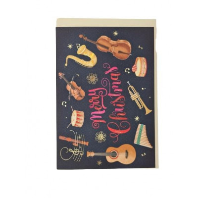 Doppelkarte Merry Christmas mit verschiedene Instrumente