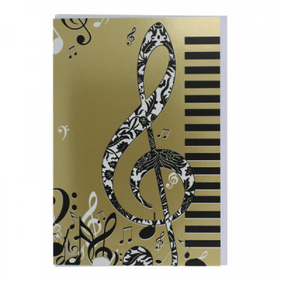 Doppelkarte Violinschlüssel gold