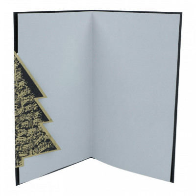 Doppelkarte Weihnachtsbaum mit Notenlinien, grün-gold