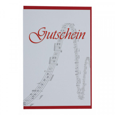 Doppelkarte Gutschein mit Notenlinien