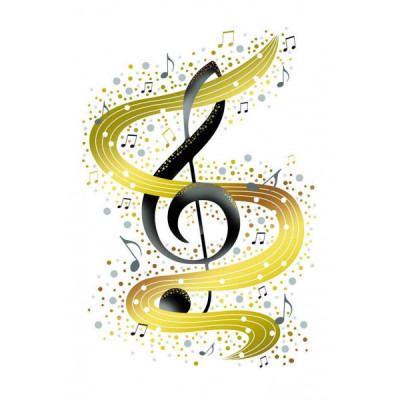 Doppelkarte Violinschlüssel mit goldenem Notenband