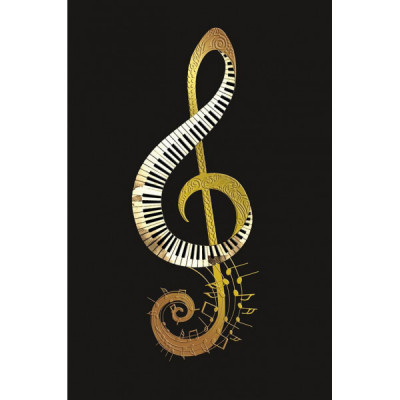 Doppelkarte Violinschlüssel gold/Tastatur